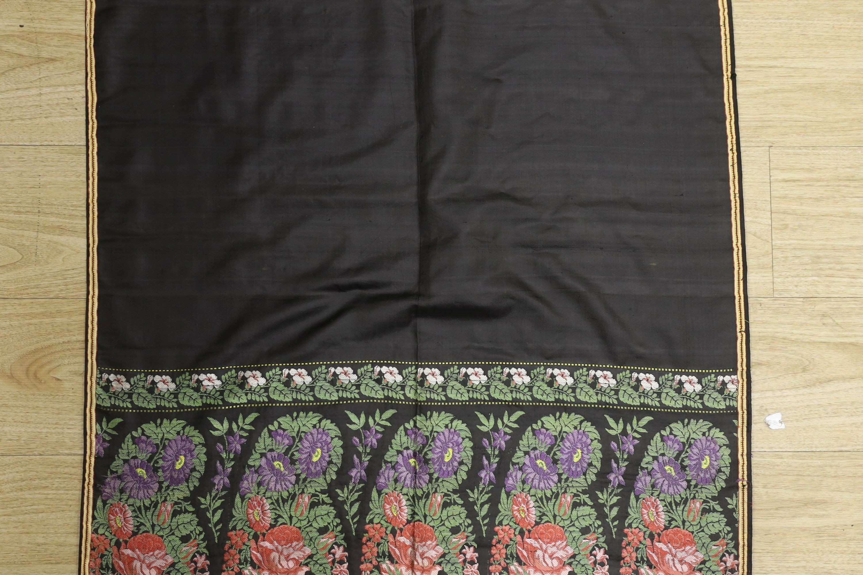 A 19th century Lyon silk stole and similar silk damask stole